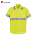 Bolsos de camisa pólo de trabalho laranja Hi-visibilidade com tiras reflexivas adicionais em mangas e corpo